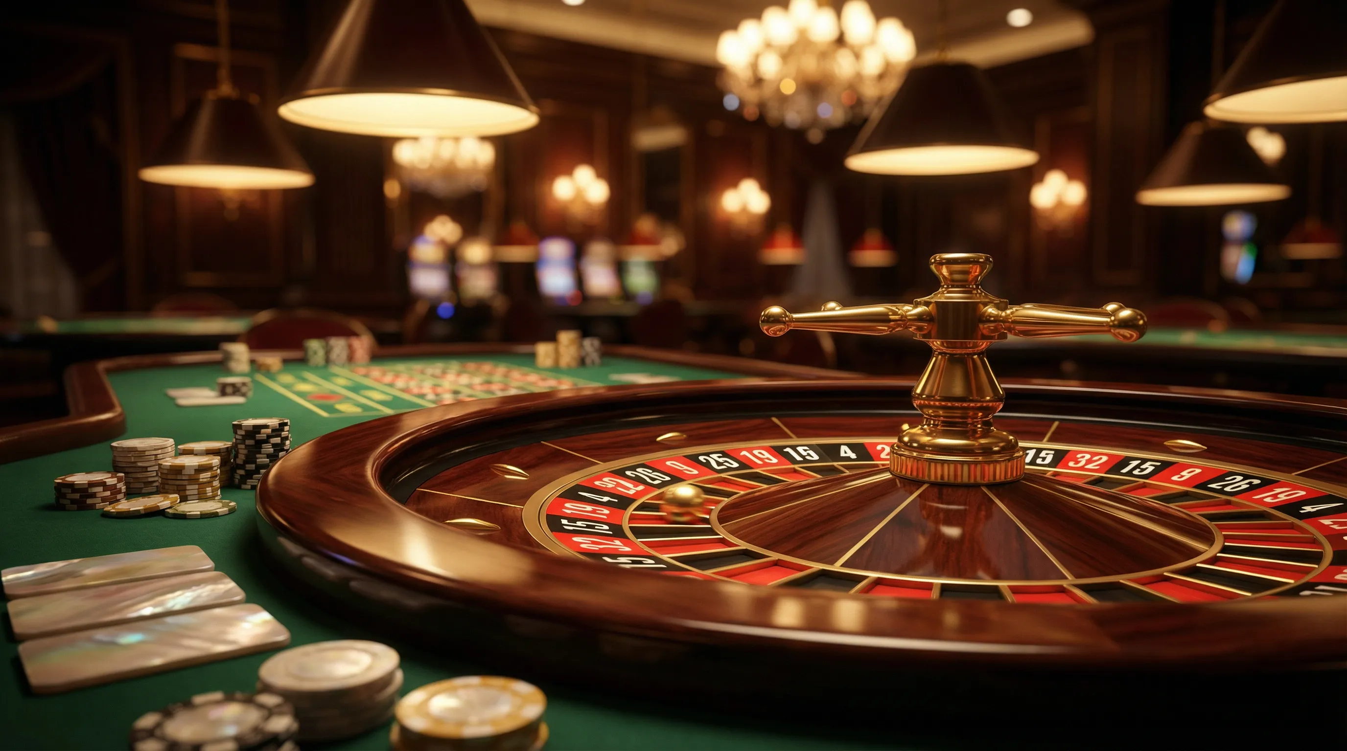 Roleta europeia premium com bola dourada girando